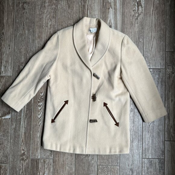 Lands End Overcoat Womens Wool Mohair Coat 14 Cottagecore Embroidered Western - Picture 3 of 8